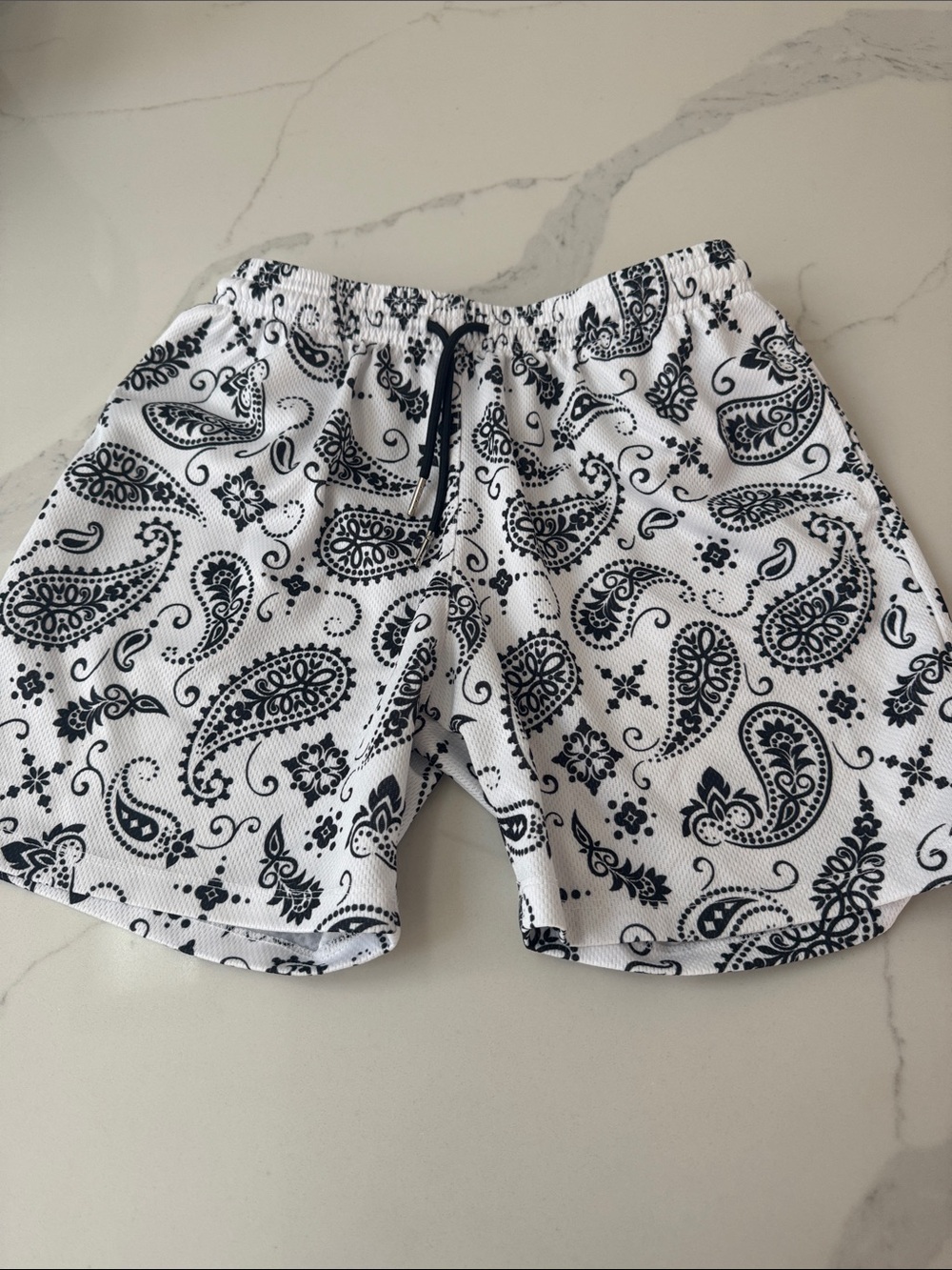 The Drip shop Kids White Paisley Athletic Shorts with Drawstring